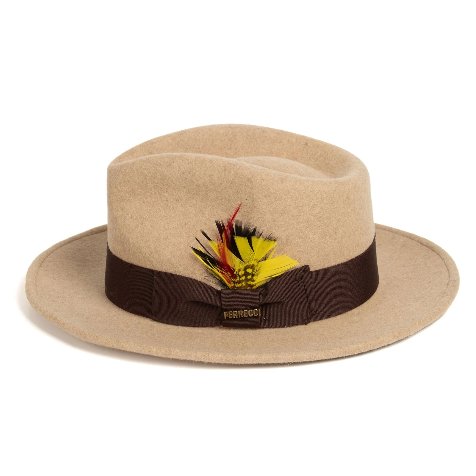 Mens Classic Wool Fedora Dress Hat in Beige Melange - Image 3