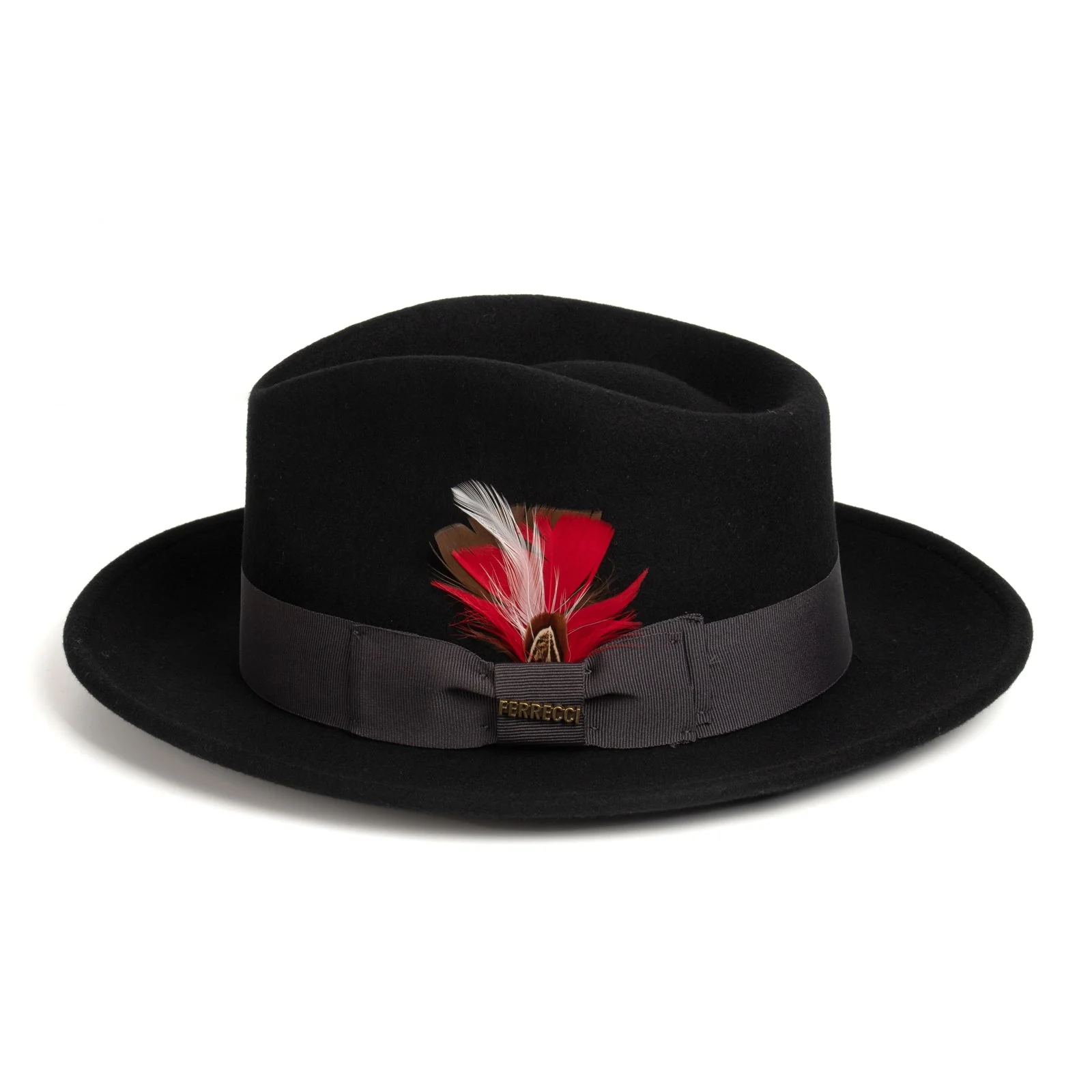 Mens Classic Wool Fedora Dress Hat in Black - Image 3