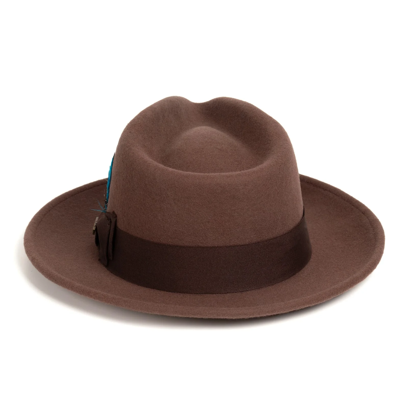 Mens Classic Wool Fedora Dress Hat in Brown - Image 2