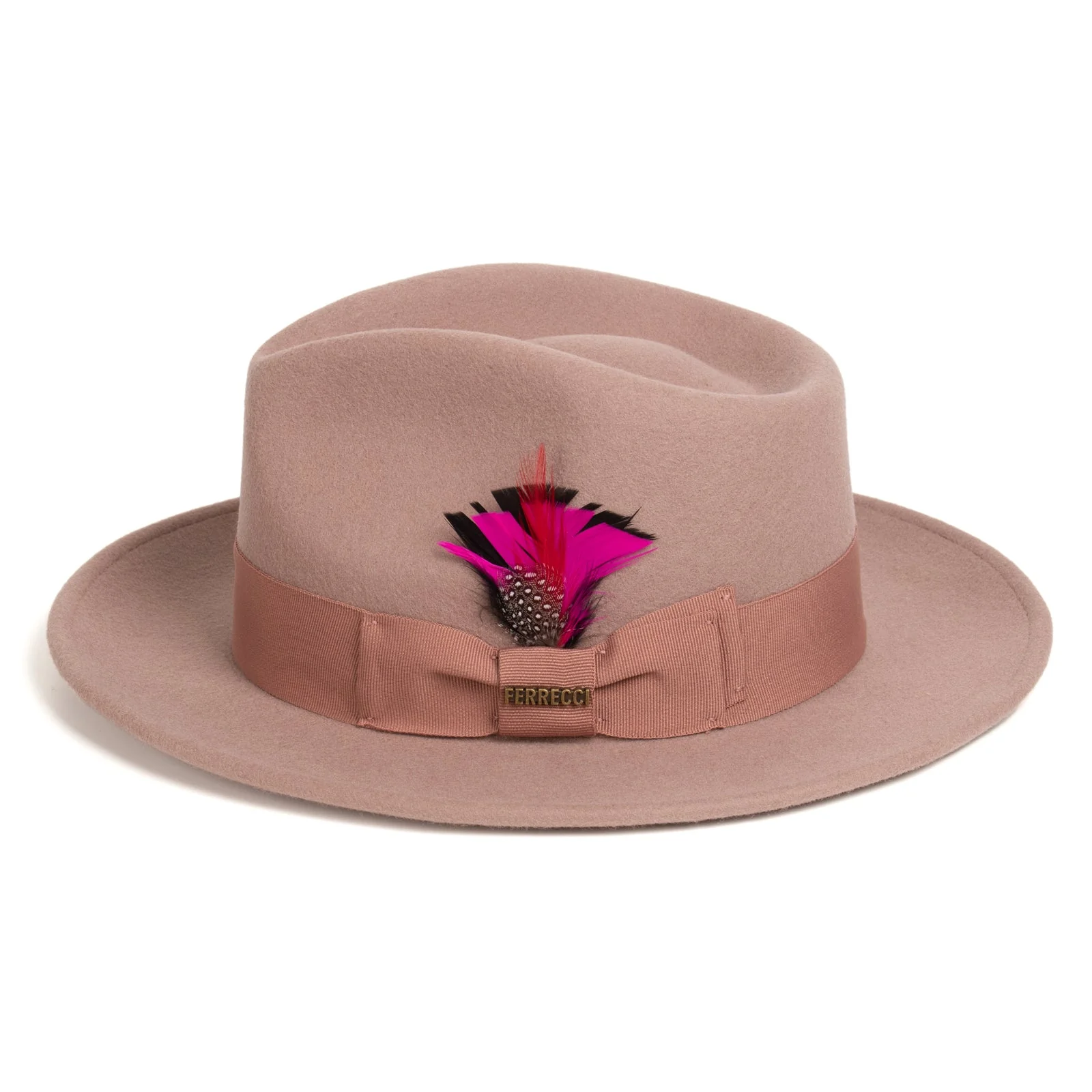 Mens Classic Wool Fedora Dress Hat in Dark Pink - Image 3