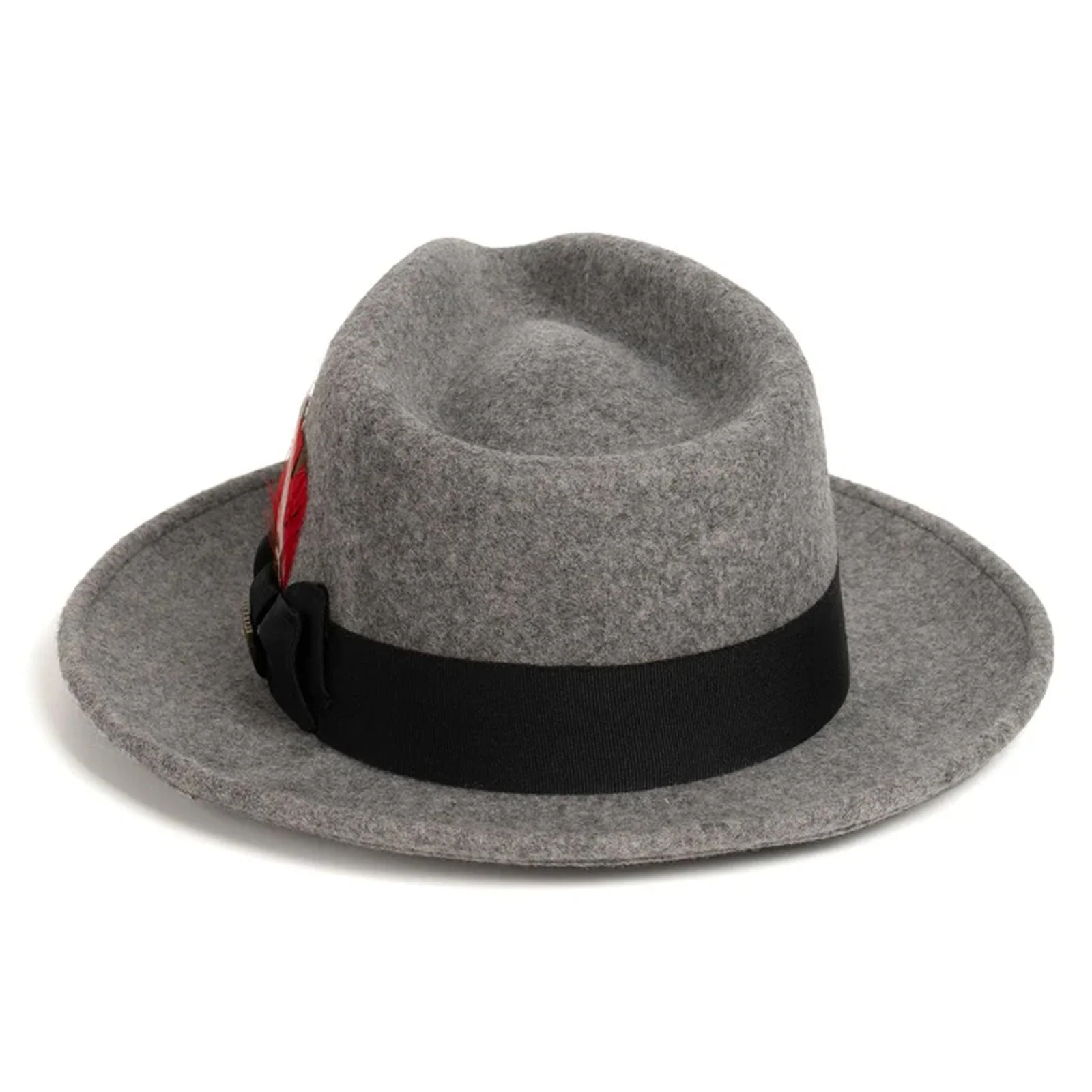 Mens Classic Wool Fedora Dress Hat in Grey Melange - Image 2