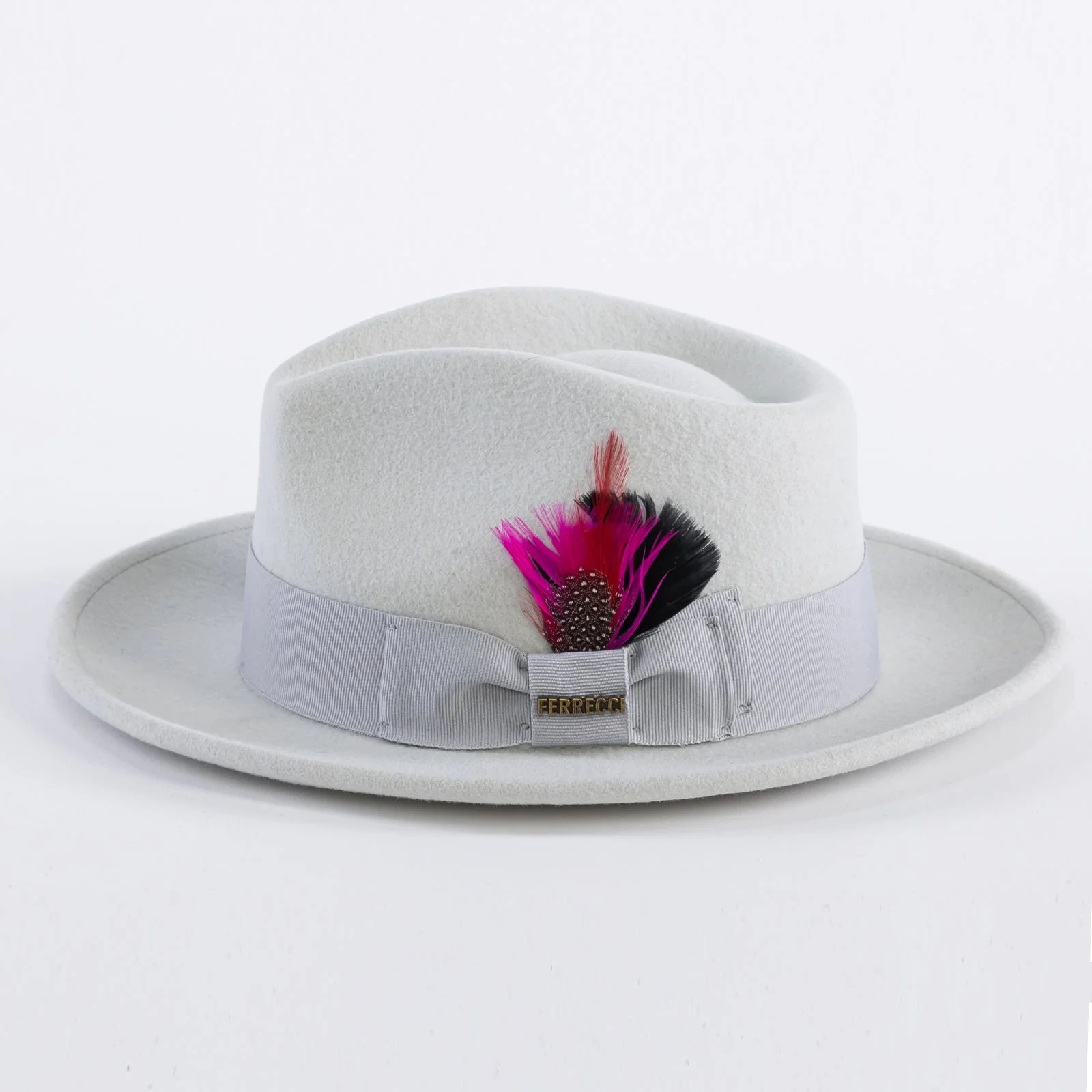 Mens Classic Wool Fedora Dress Hat in Light Grey - Image 3