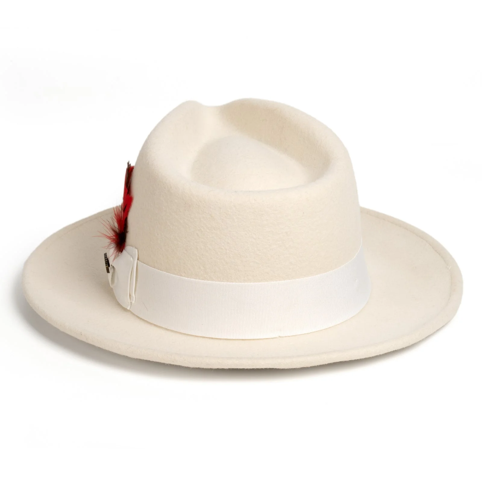 Mens Classic Wool Fedora Dress Hat in Off White - Image 2