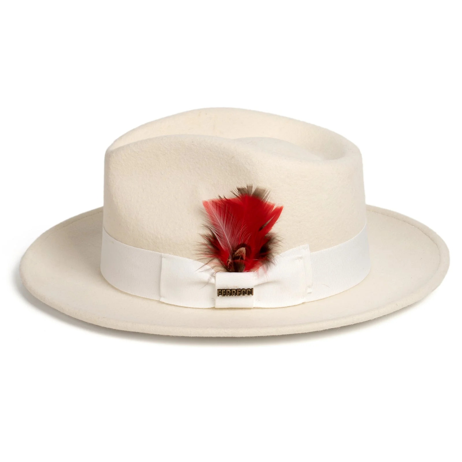Mens Classic Wool Fedora Dress Hat in Off White - Image 3