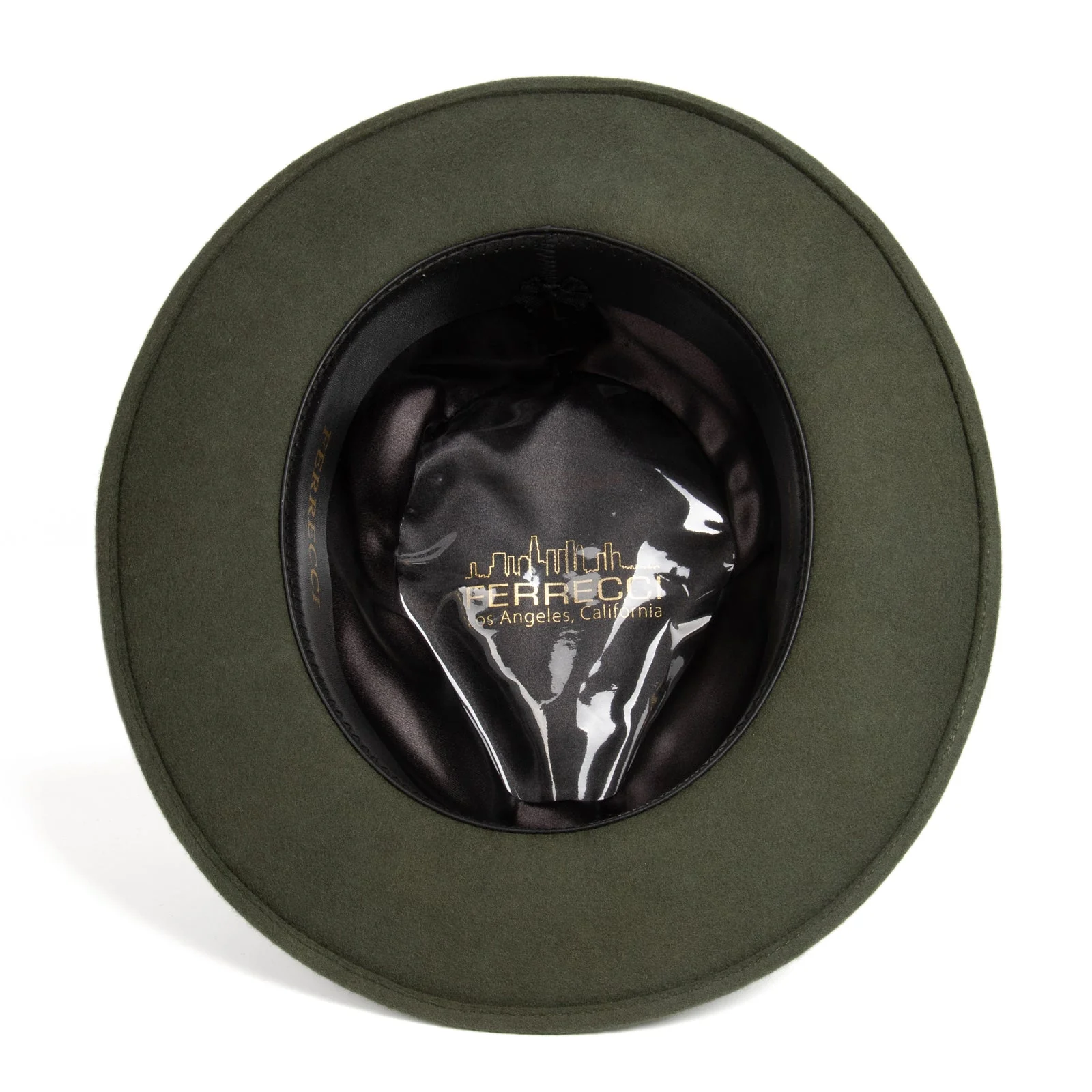 Mens Classic Wool Fedora Dress Hat in Olive Green - Image 4