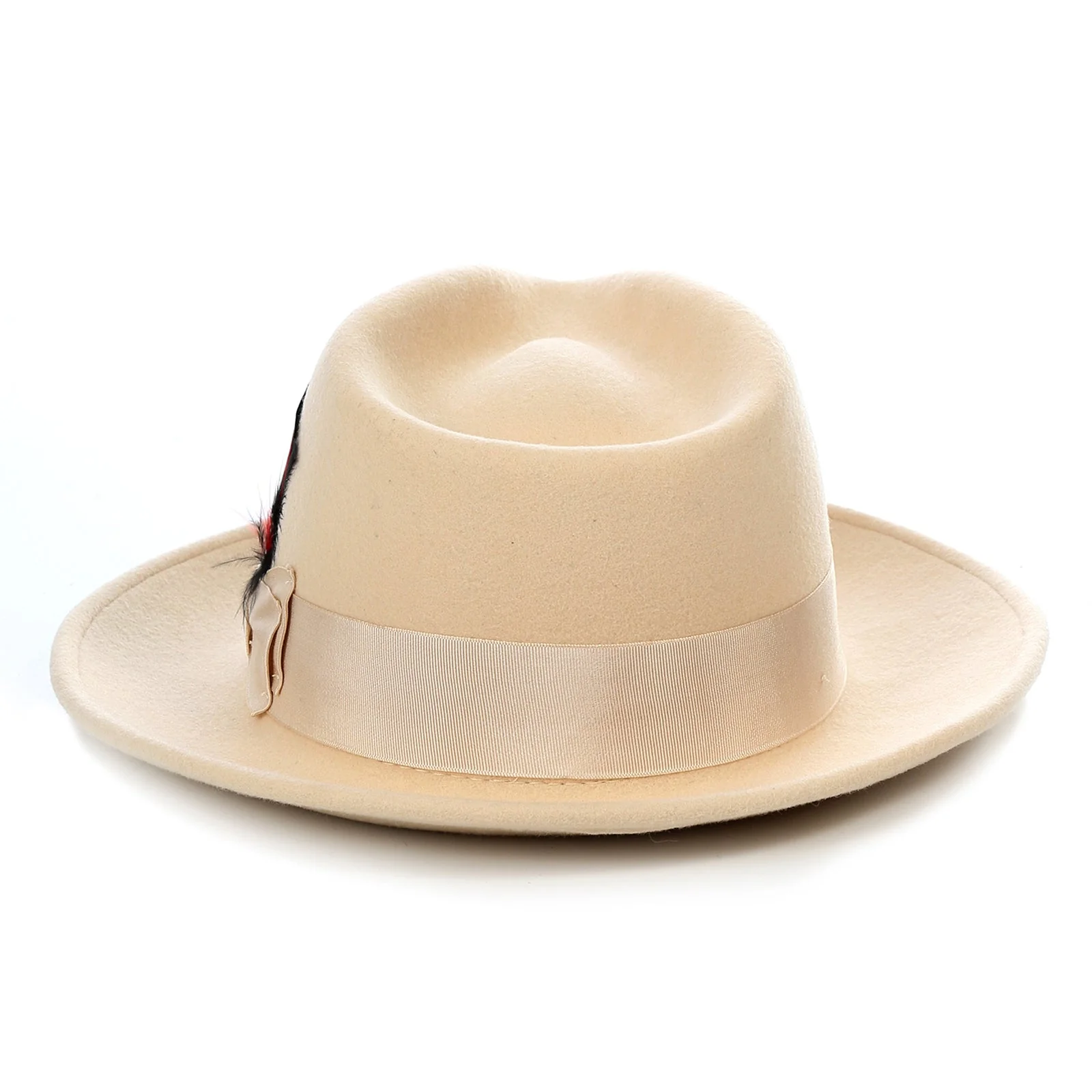 Mens Classic Wool Fedora Dress Hat in Tan - Image 2