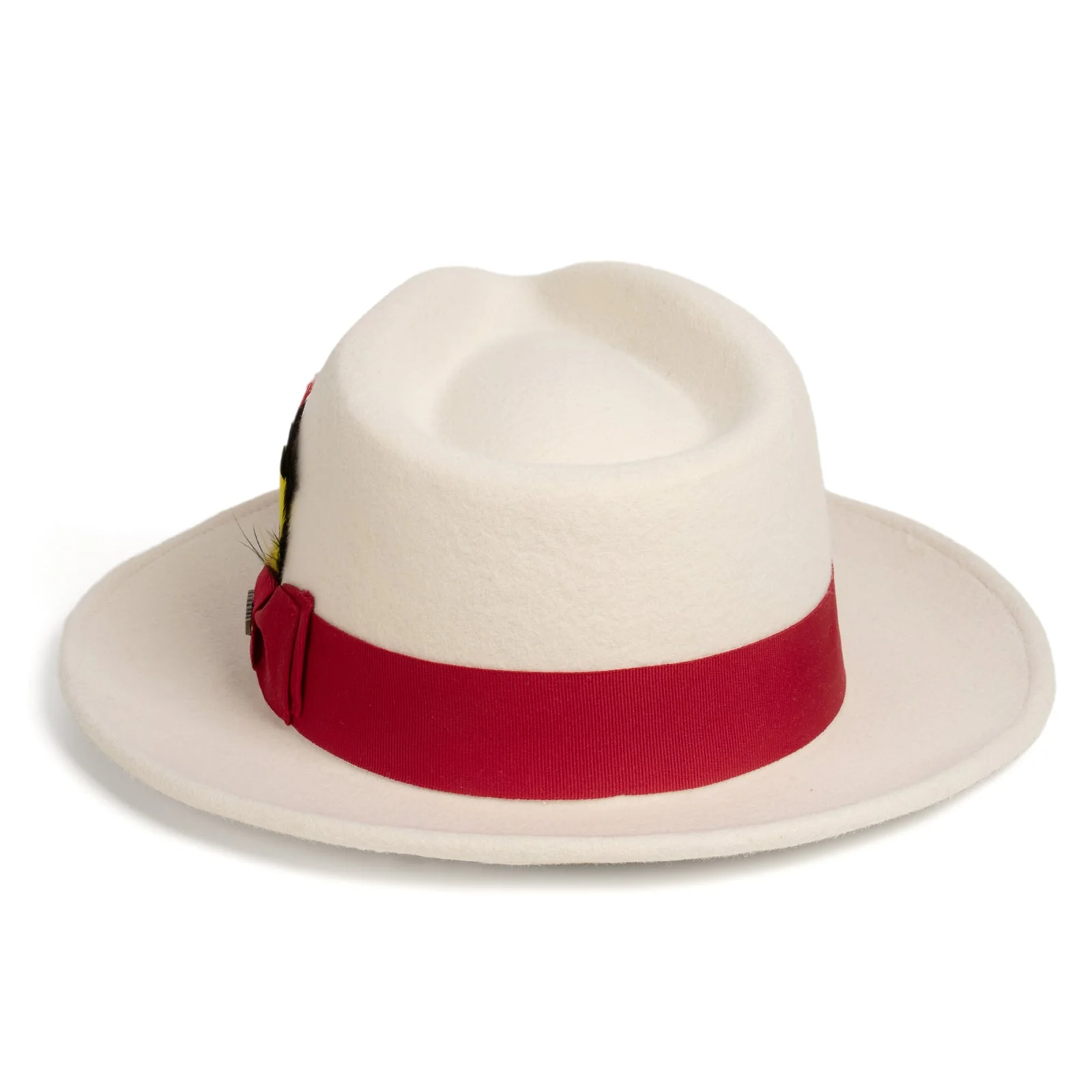 Mens Classic Wool Fedora Dress Hat in White & Red - Image 2
