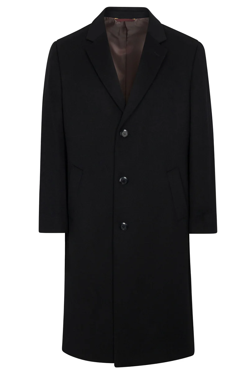 Men's Designer Full Length Cashmere Overcoat in Black