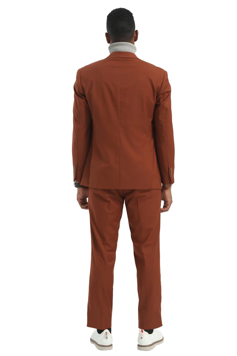 Men's Designer Stacy Adams Classic Double Breasted Suit in Brown Rust - Image 3