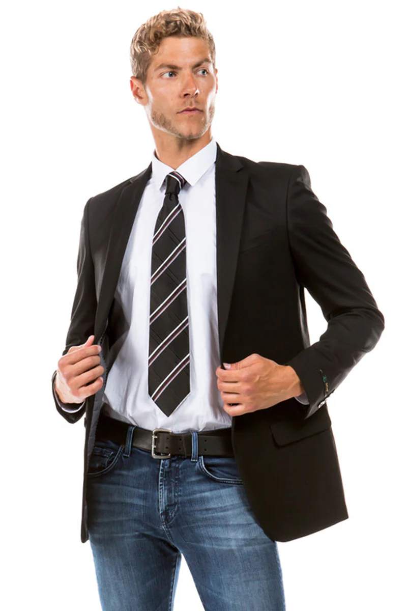 Men's Designer Suit Separate Jacket in Black