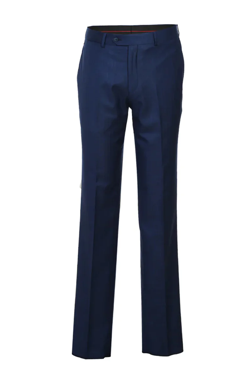 Mens Designer Two Button Slim Fit Notch Lapel Suit in Midnight Blue - Image 2