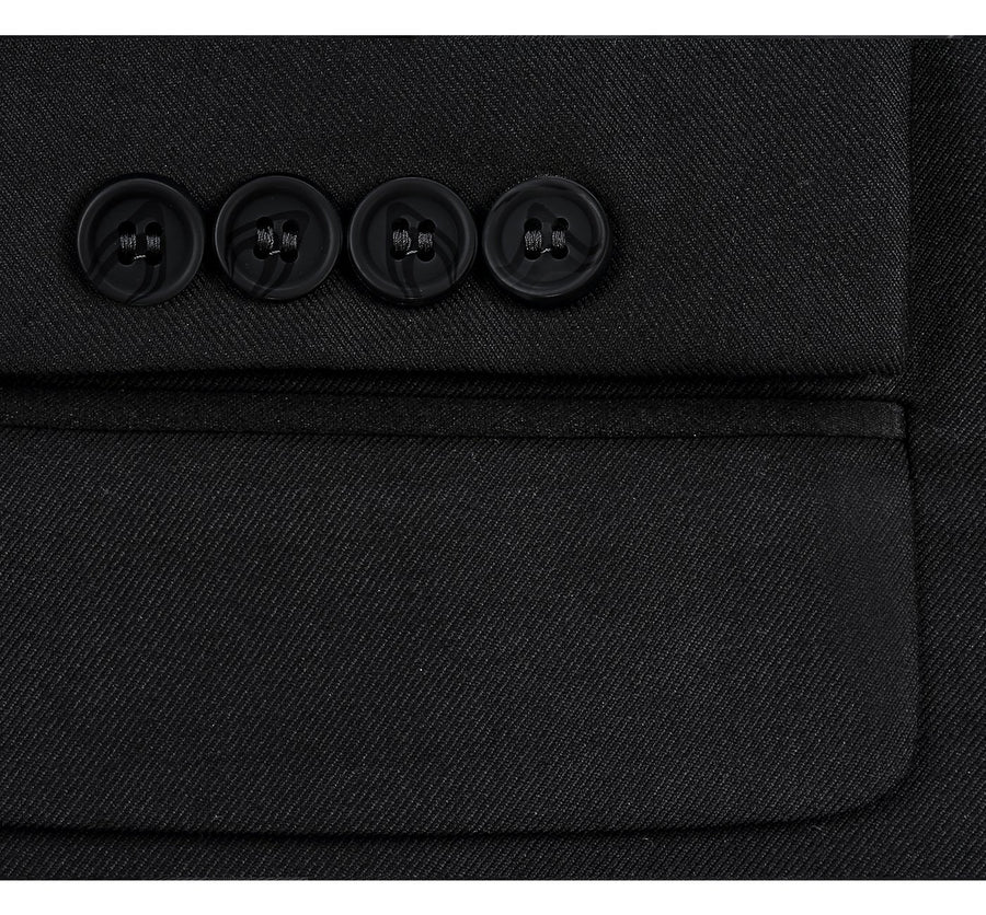 Mens Extra Long Basic Two Button Suit in Black - Image 4