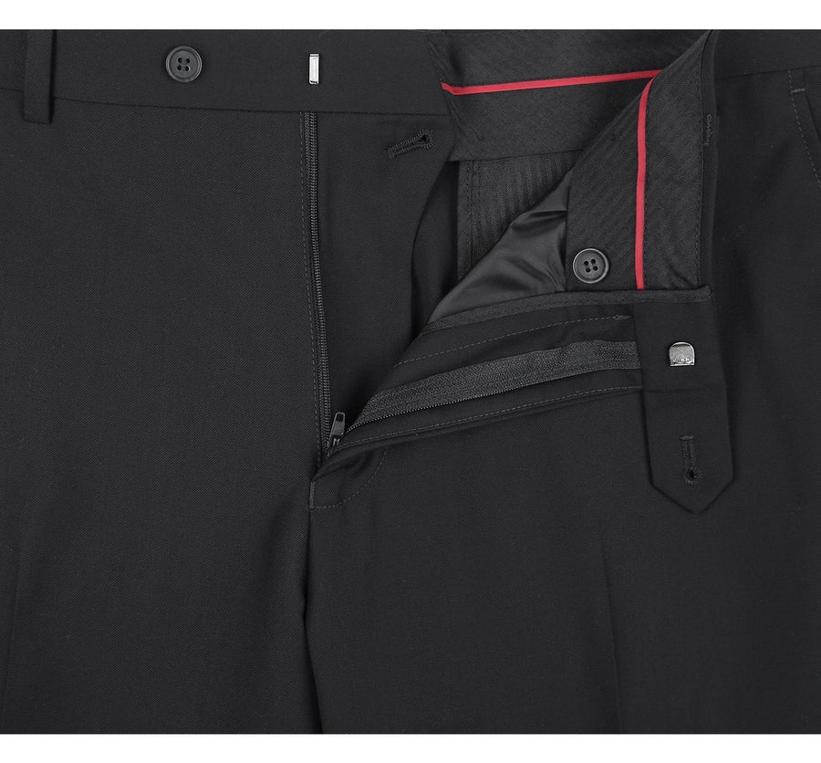 Mens Extra Long Basic Two Button Suit in Black - Image 5