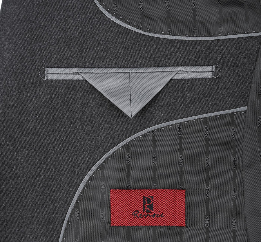 Mens Extra Long Basic Two Button Suit in Dark Grey - Image 3
