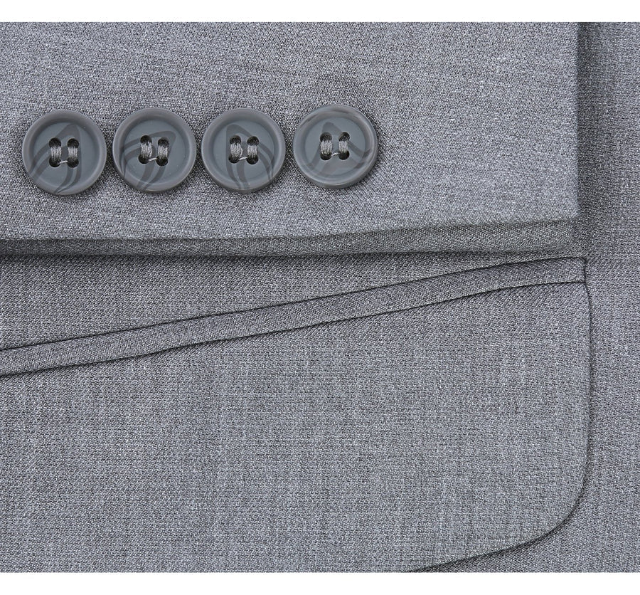 Mens Extra Long Basic Two Button Suit in Light Grey - Image 5