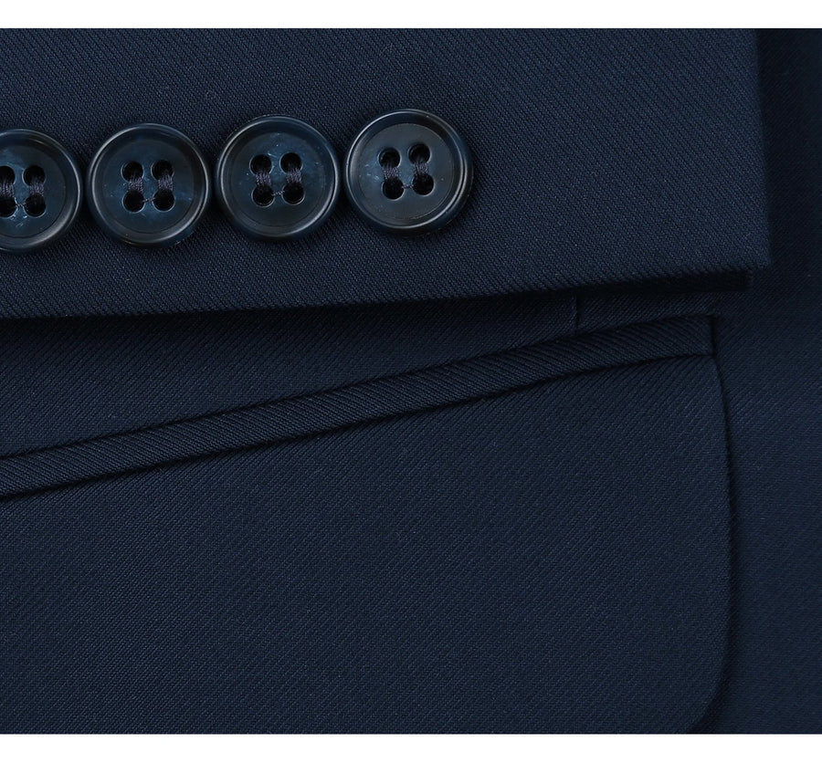 Mens Extra Long Basic Two Button Suit in Navy Blue - Image 5