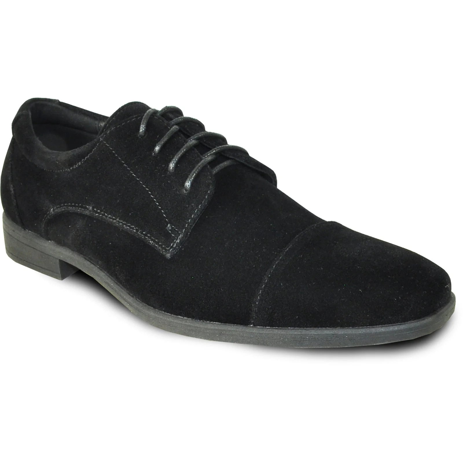 Mens Formal Suede Style Wedding & Prom Cap Toe Dress Shoe in Black