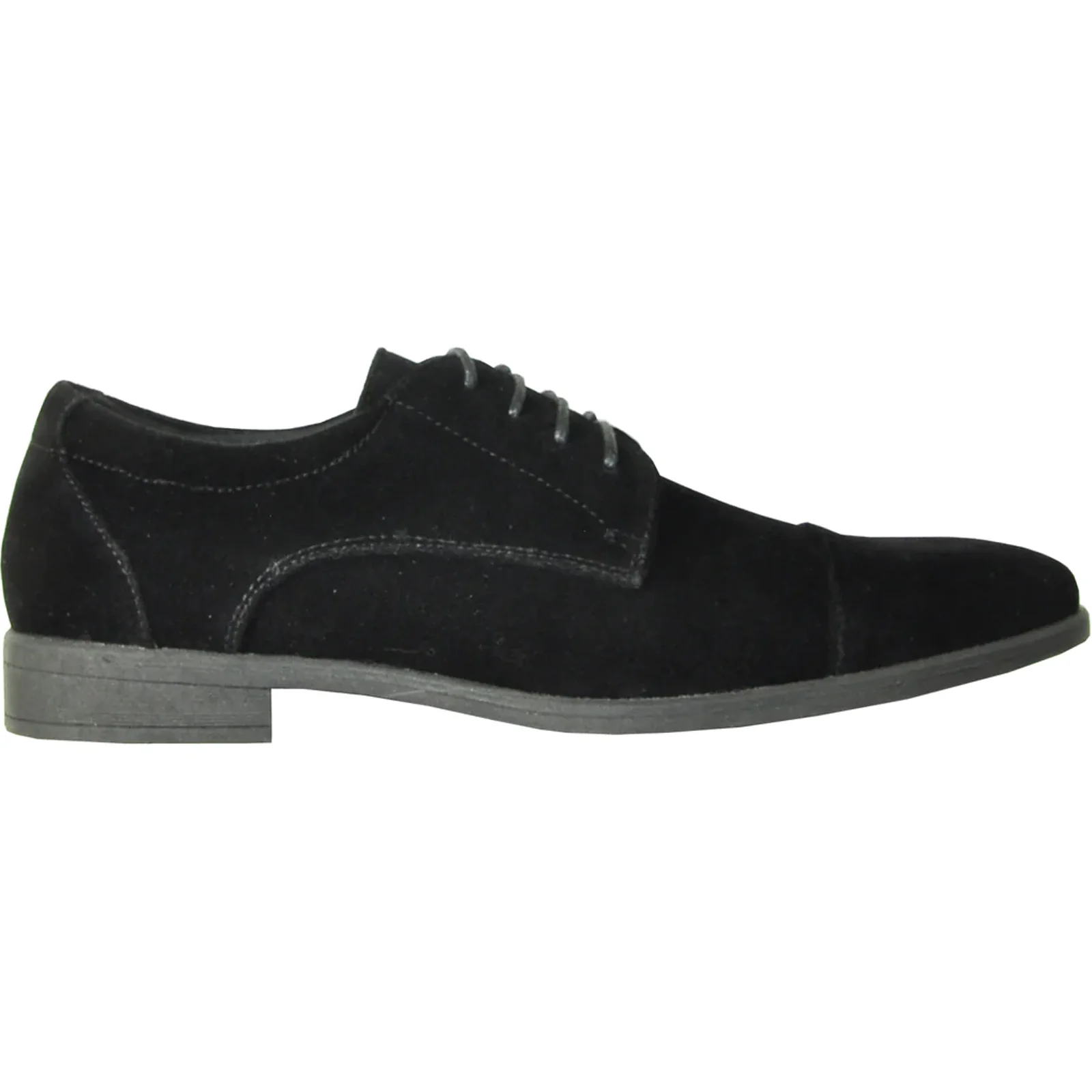 Mens Formal Suede Style Wedding & Prom Cap Toe Dress Shoe in Black - Image 2