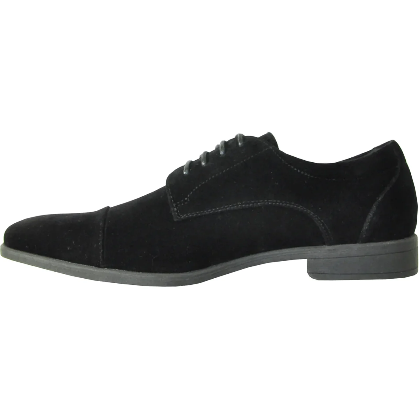 Mens Formal Suede Style Wedding & Prom Cap Toe Dress Shoe in Black - Image 3