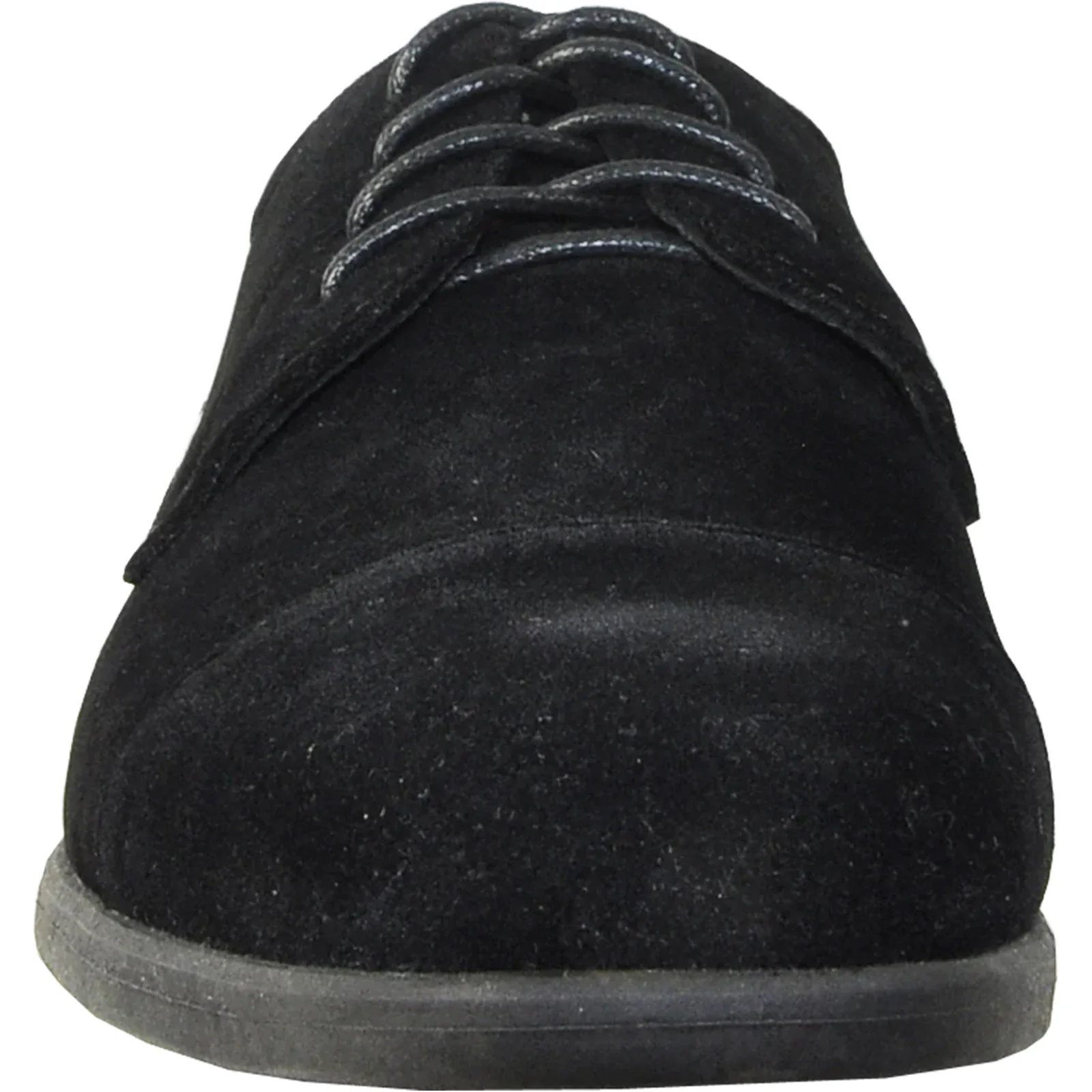 Mens Formal Suede Style Wedding & Prom Cap Toe Dress Shoe in Black - Image 4