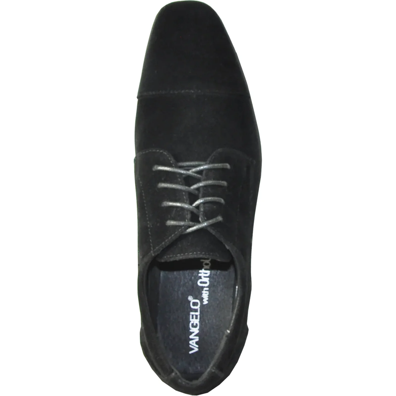 Mens Formal Suede Style Wedding & Prom Cap Toe Dress Shoe in Black - Image 6
