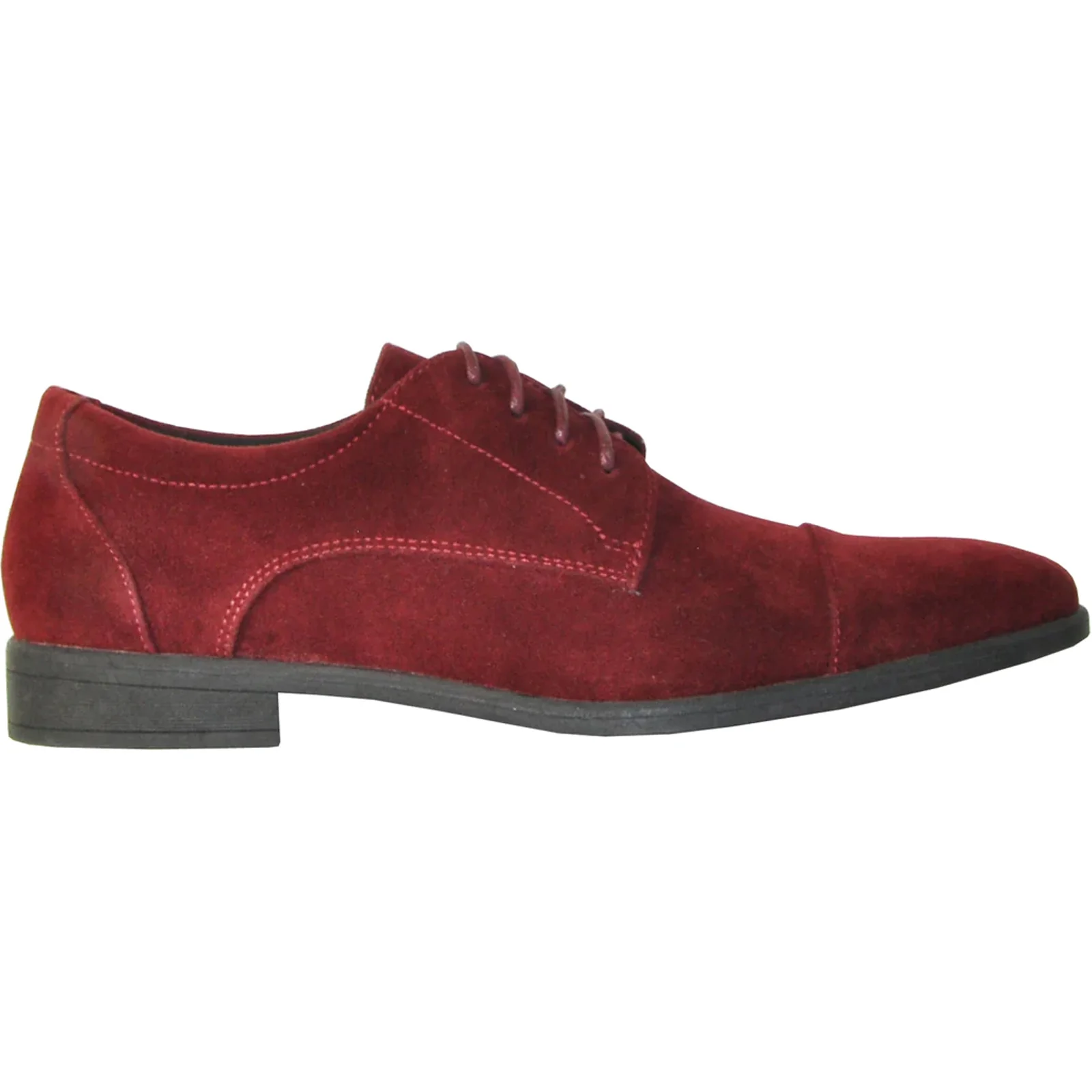 Mens Formal Suede Style Wedding & Prom Cap Toe Dress Shoe in Burgundy - Image 2