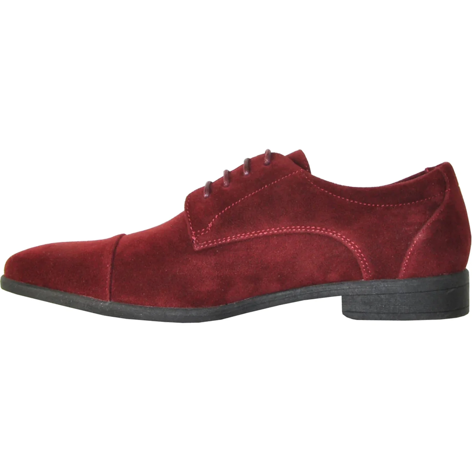 Mens Formal Suede Style Wedding & Prom Cap Toe Dress Shoe in Burgundy - Image 3
