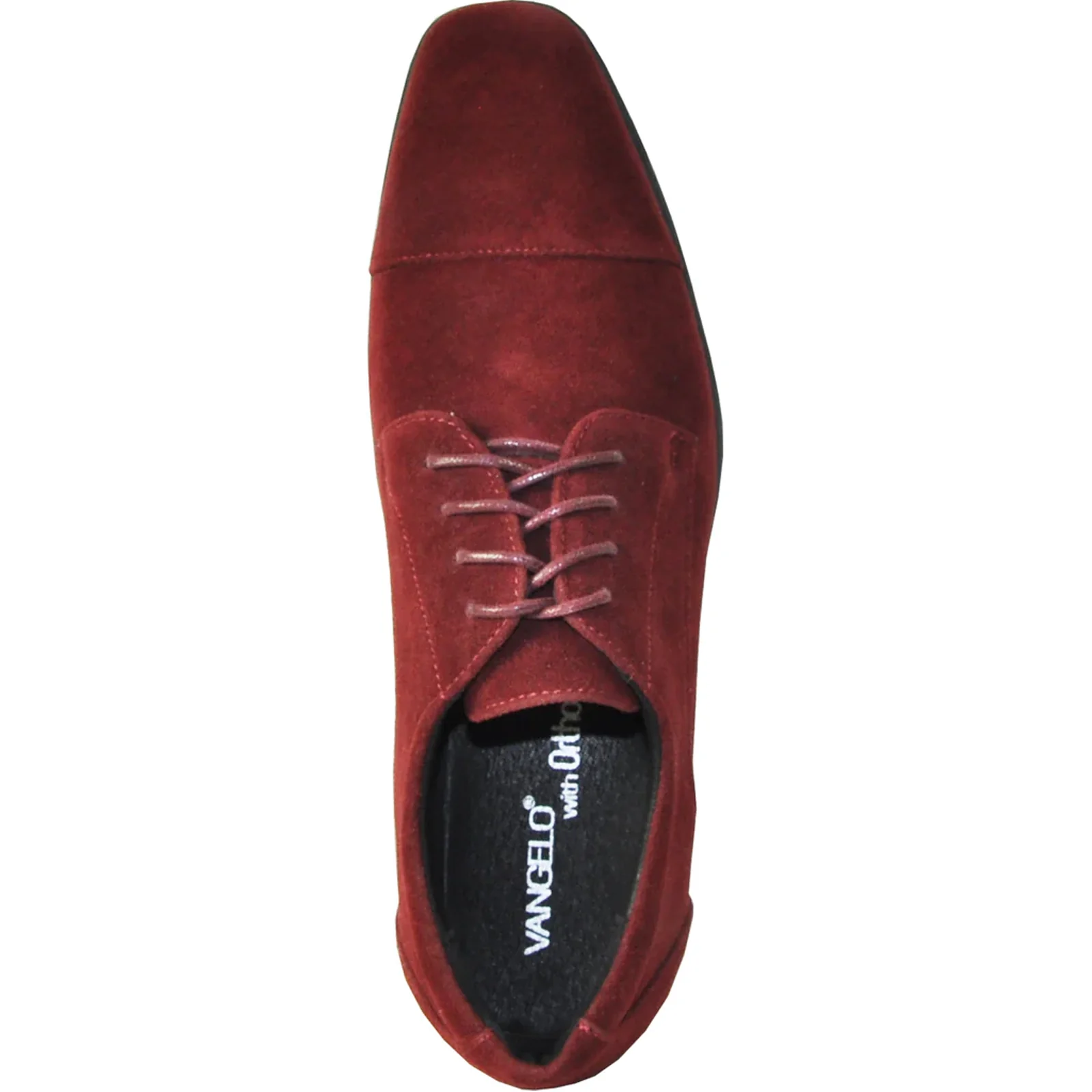 Mens Formal Suede Style Wedding & Prom Cap Toe Dress Shoe in Burgundy - Image 6