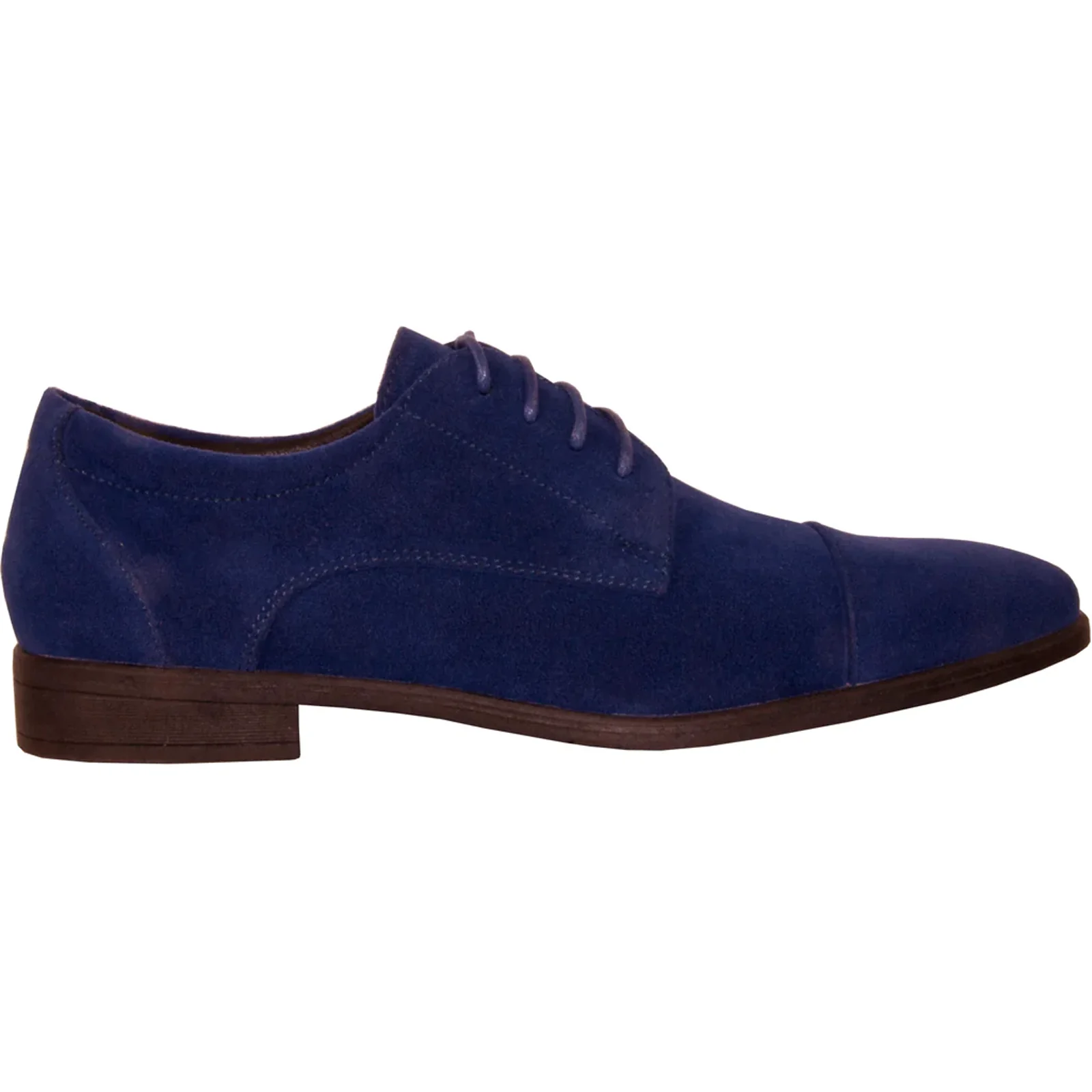 Mens Formal Suede Style Wedding & Prom Cap Toe Dress Shoe in Royal Blue - Image 2