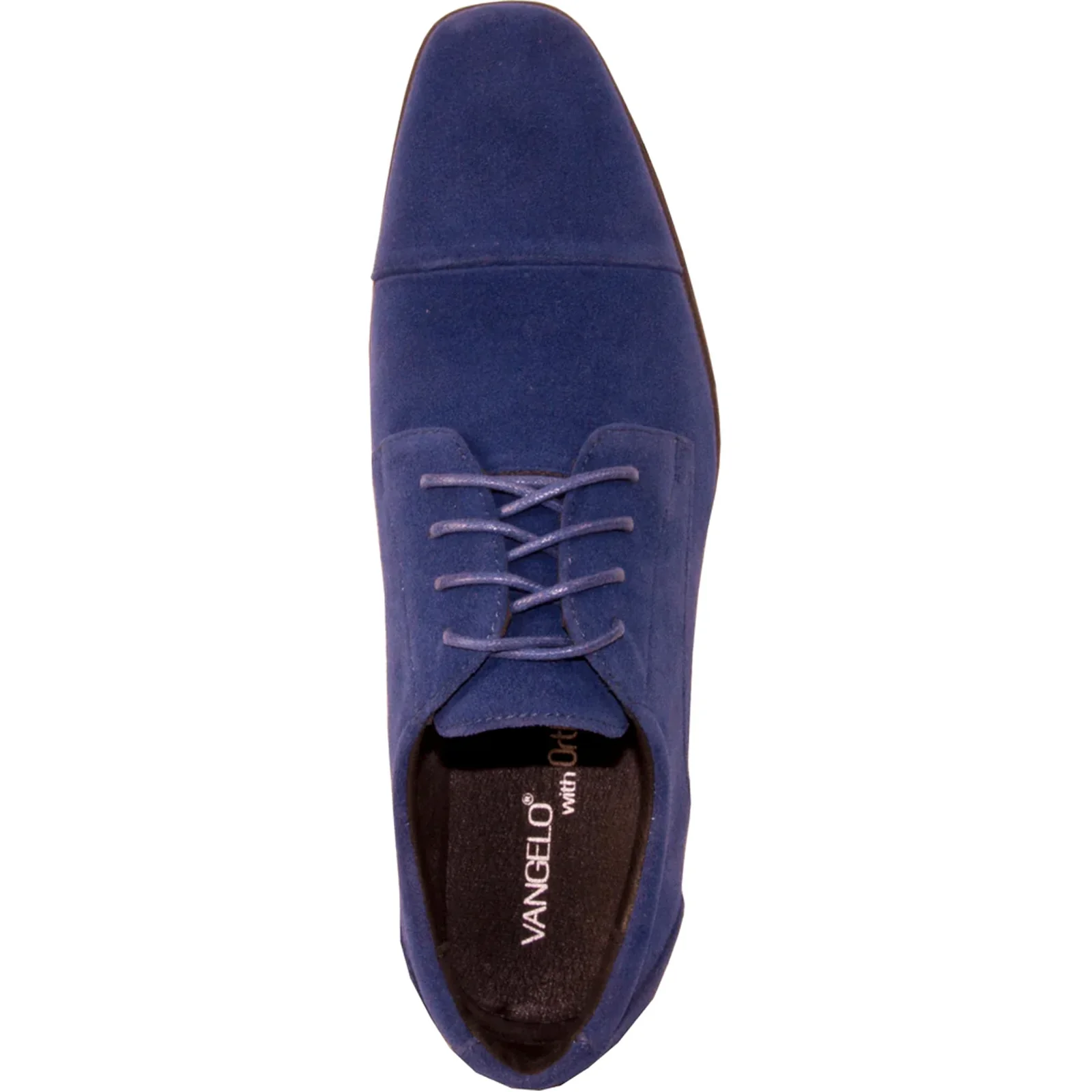 Mens Formal Suede Style Wedding & Prom Cap Toe Dress Shoe in Royal Blue - Image 6