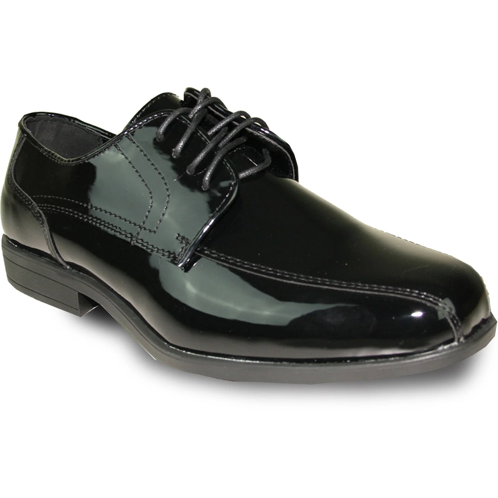 Mens Formal Wedding and Prom Double Runner Shiny Patent Dress Shoe in Black