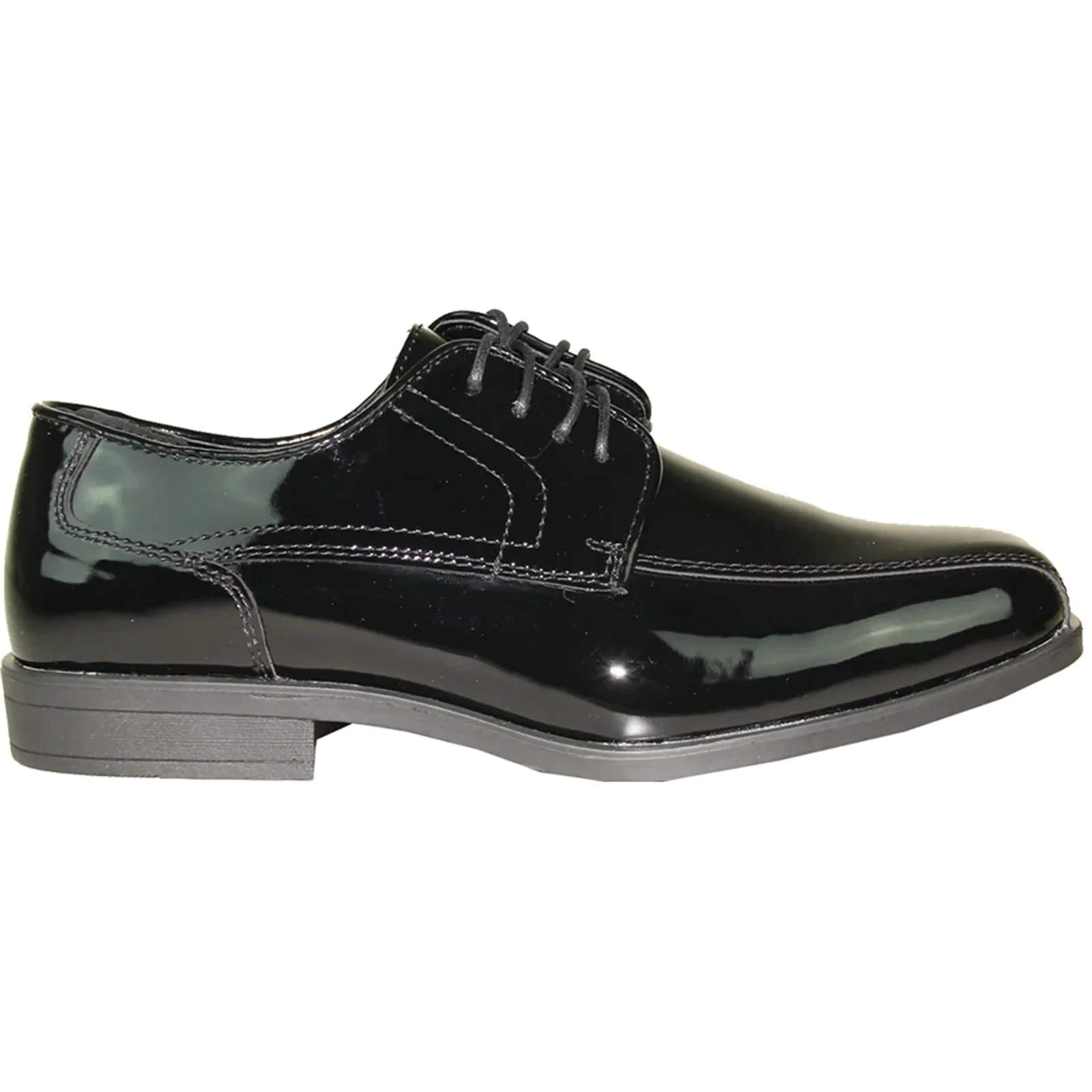 Mens Formal Wedding and Prom Double Runner Shiny Patent Dress Shoe in Black - Image 2