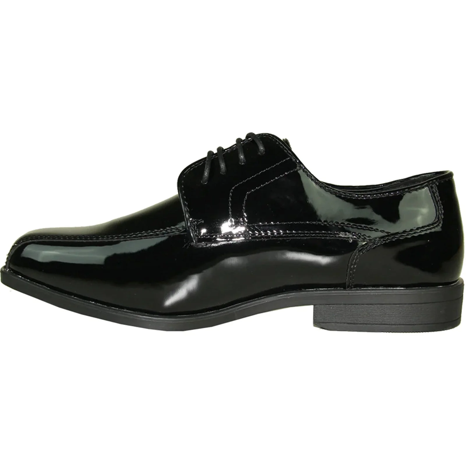 Mens Formal Wedding and Prom Double Runner Shiny Patent Dress Shoe in Black - Image 3