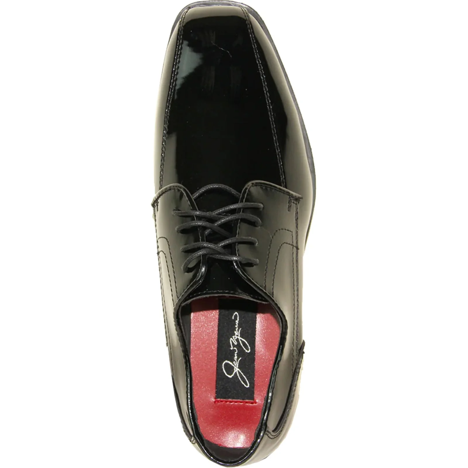 Mens Formal Wedding and Prom Double Runner Shiny Patent Dress Shoe in Black - Image 6