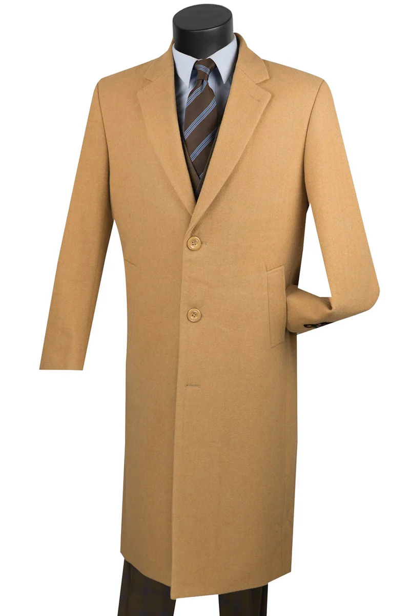 Men's Full Length Wool & Cashmere Overcoat in Black - Image 3