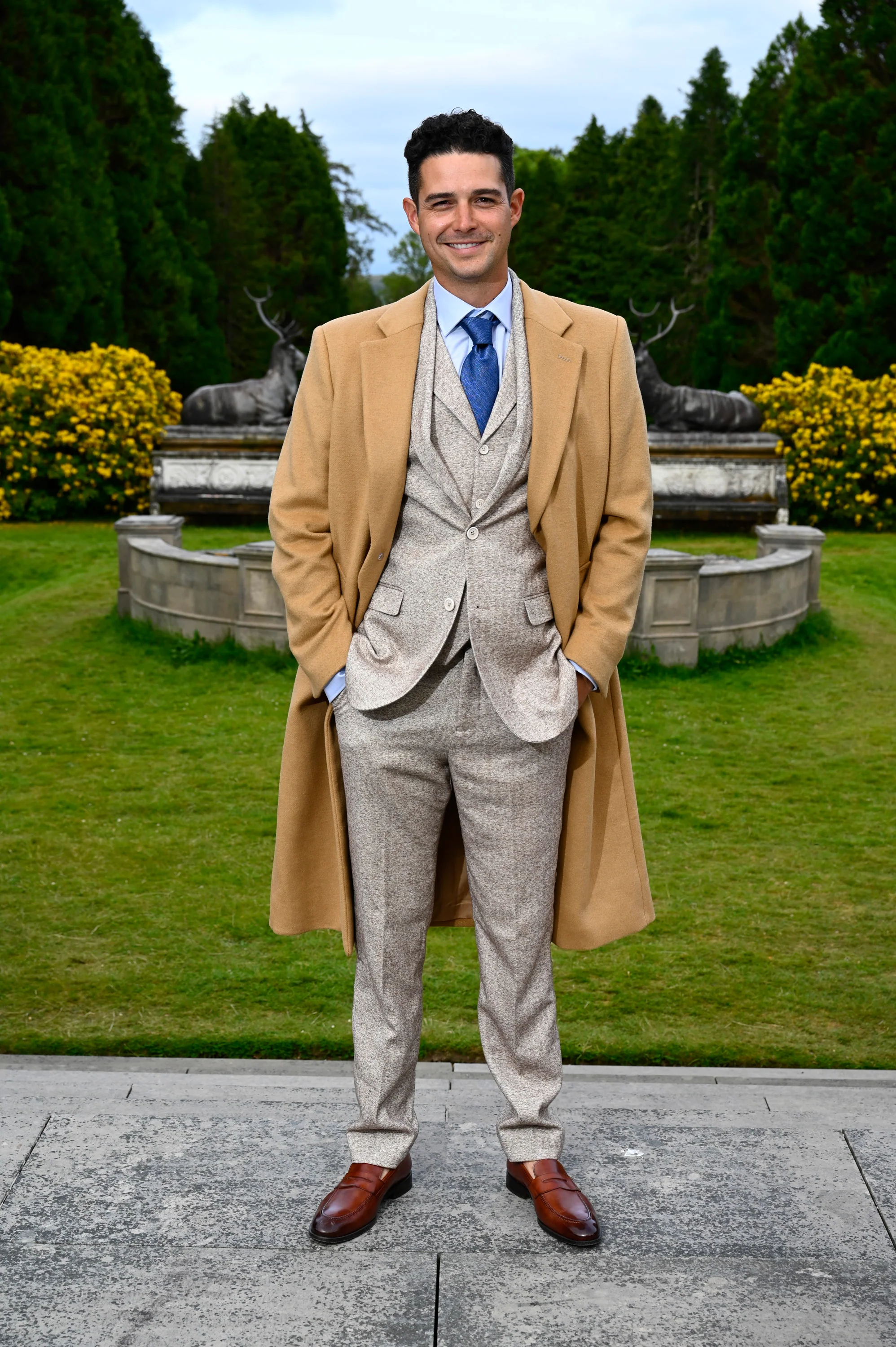 Men's Full Length Wool & Cashmere Overcoat in Camel - Image 3