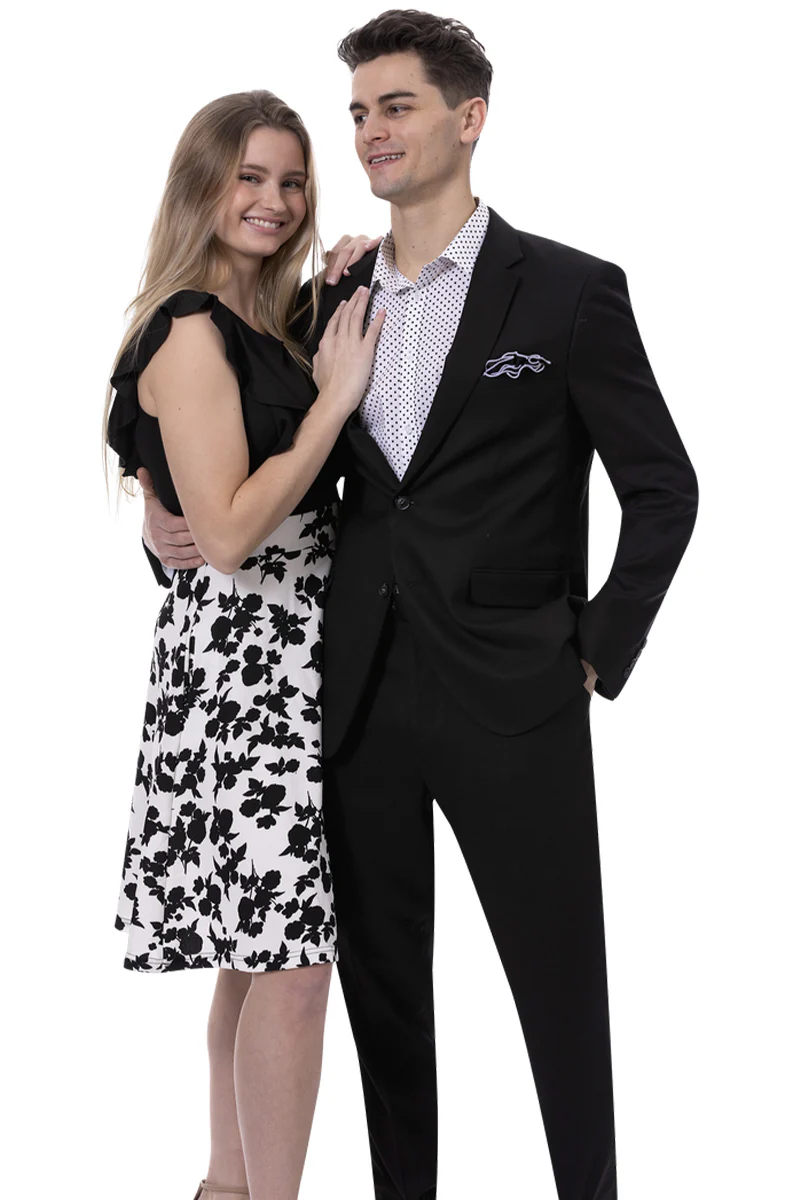 Men's Modern Fit Casual Summer Linen Suit in Black - Image 2