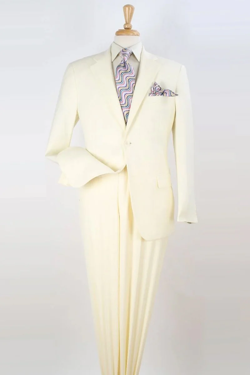 Mens Modern Fit Two Button Poplin Suit in Ivory