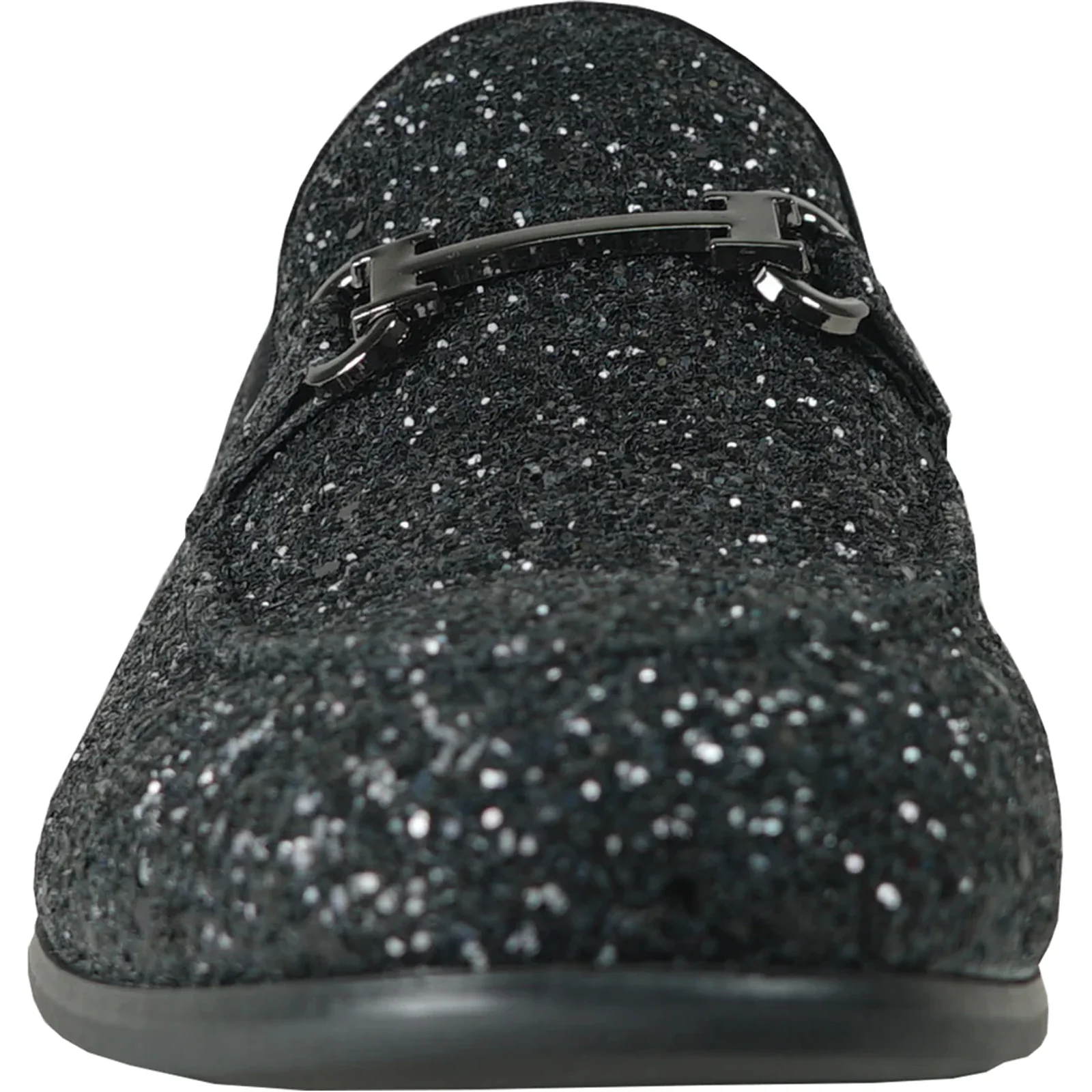 Mens Modern Glitter Sequin Prom Tuxedo Buckle Loafer in Black - Image 4