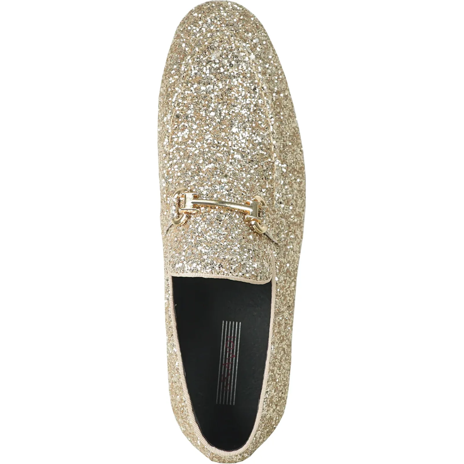 Mens Modern Glitter Sequin Prom Tuxedo Buckle Loafer in Gold - Image 6