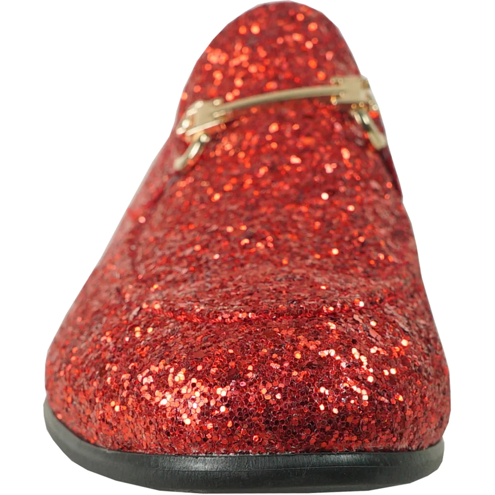 Mens Modern Glitter Sequin Prom Tuxedo Buckle Loafer in Red - Image 4