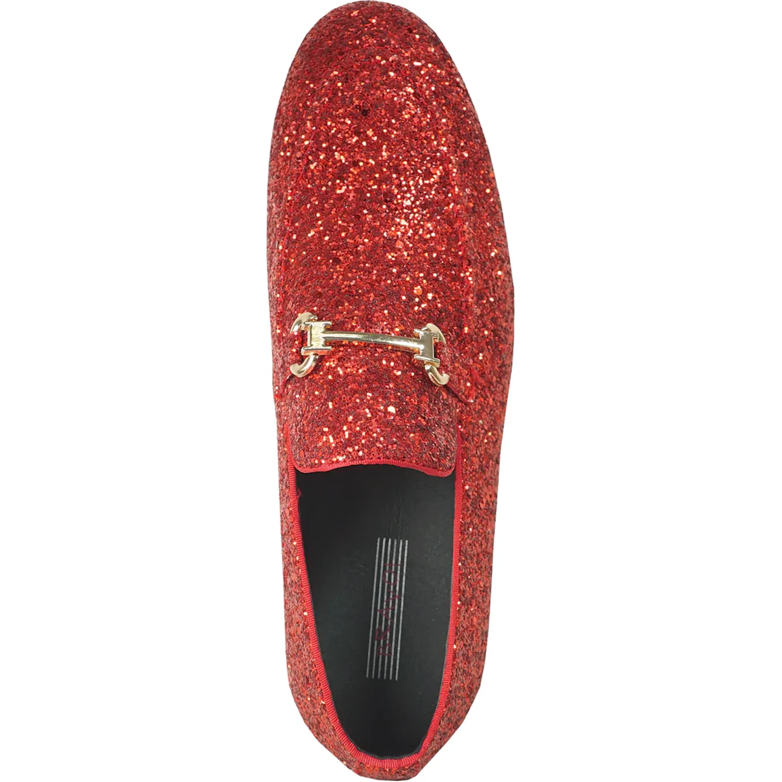 Mens Modern Glitter Sequin Prom Tuxedo Buckle Loafer in Red - Image 6