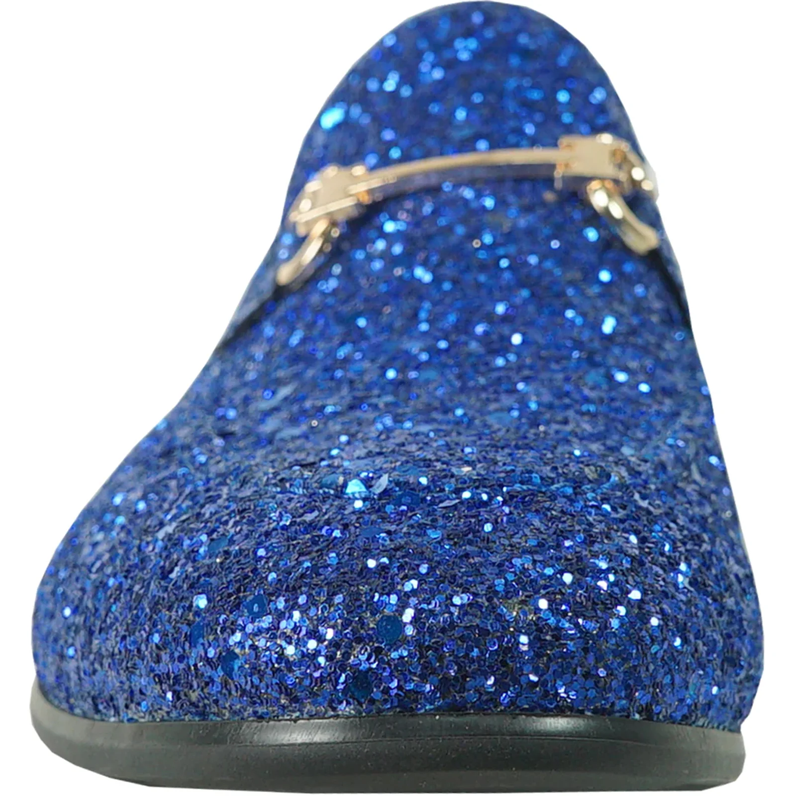 Mens Modern Glitter Sequin Prom Tuxedo Buckle Loafer in Royal Blue - Image 4