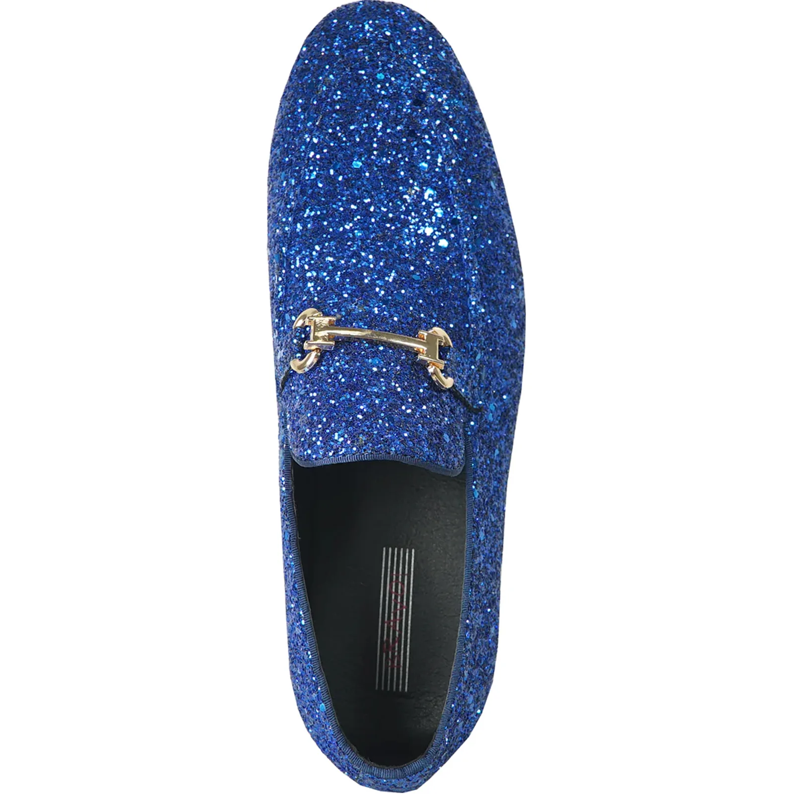 Mens Modern Glitter Sequin Prom Tuxedo Buckle Loafer in Royal Blue - Image 6