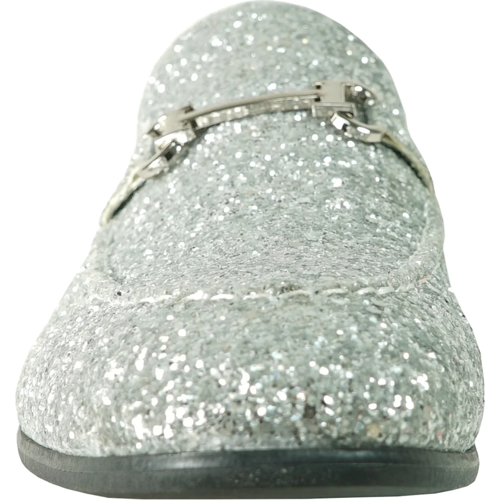 Mens Modern Glitter Sequin Prom Tuxedo Buckle Loafer in Silver Grey - Image 4