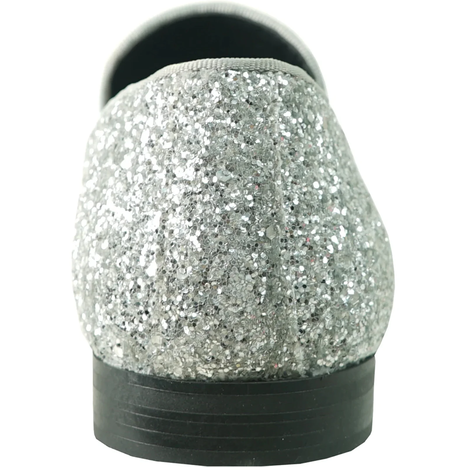 Mens Modern Glitter Sequin Prom Tuxedo Buckle Loafer in Silver Grey - Image 5
