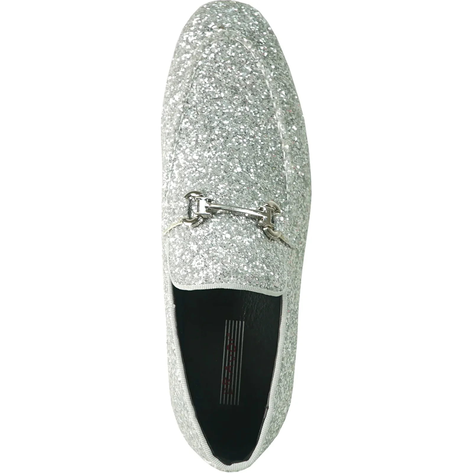 Mens Modern Glitter Sequin Prom Tuxedo Buckle Loafer in Silver Grey - Image 6