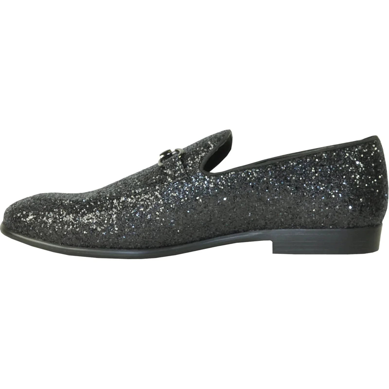 Mens Modern Glitter Sequin Prom Tuxedo Loafer in Black - Image 3