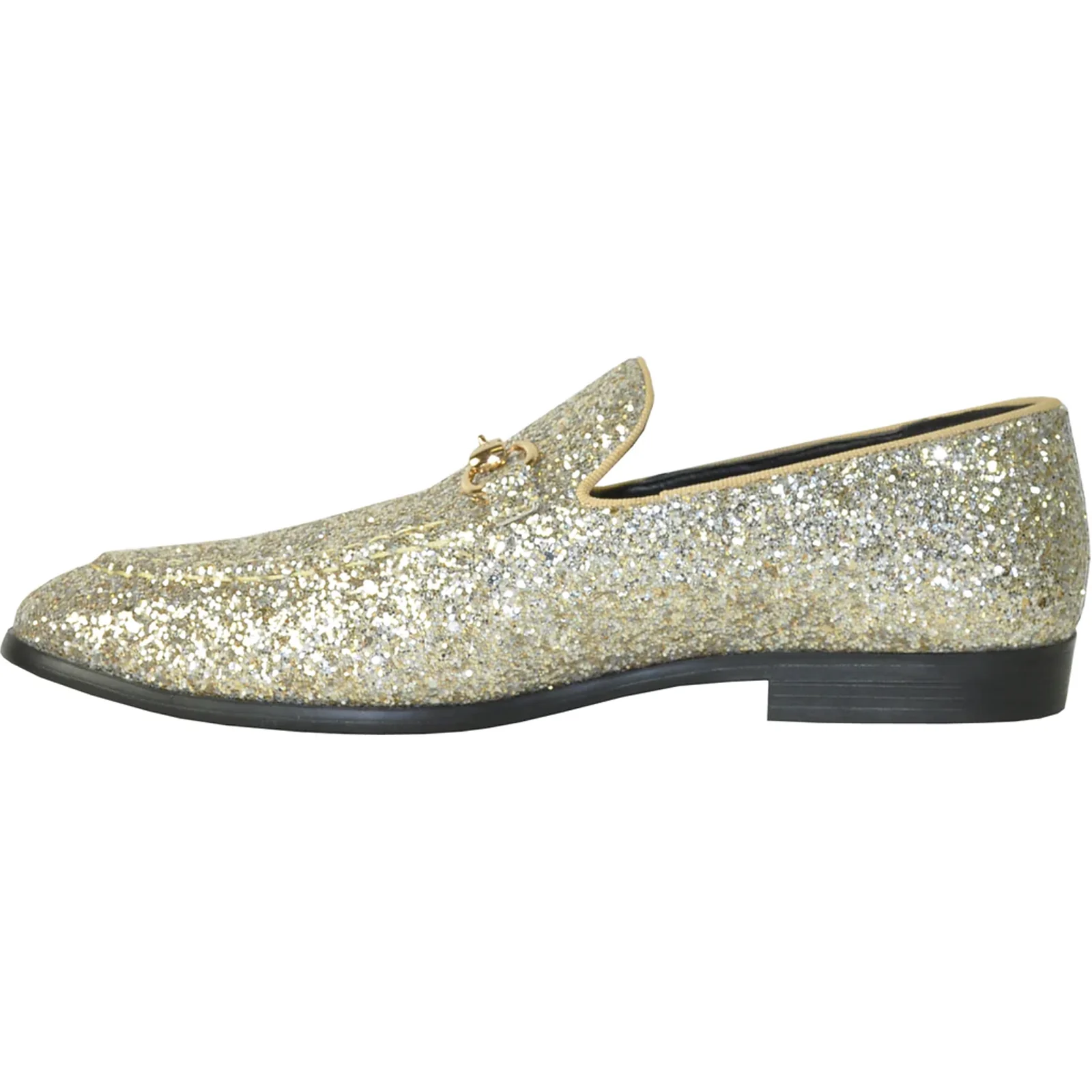 Mens Modern Glitter Sequin Prom Tuxedo Loafer in Gold - Image 3