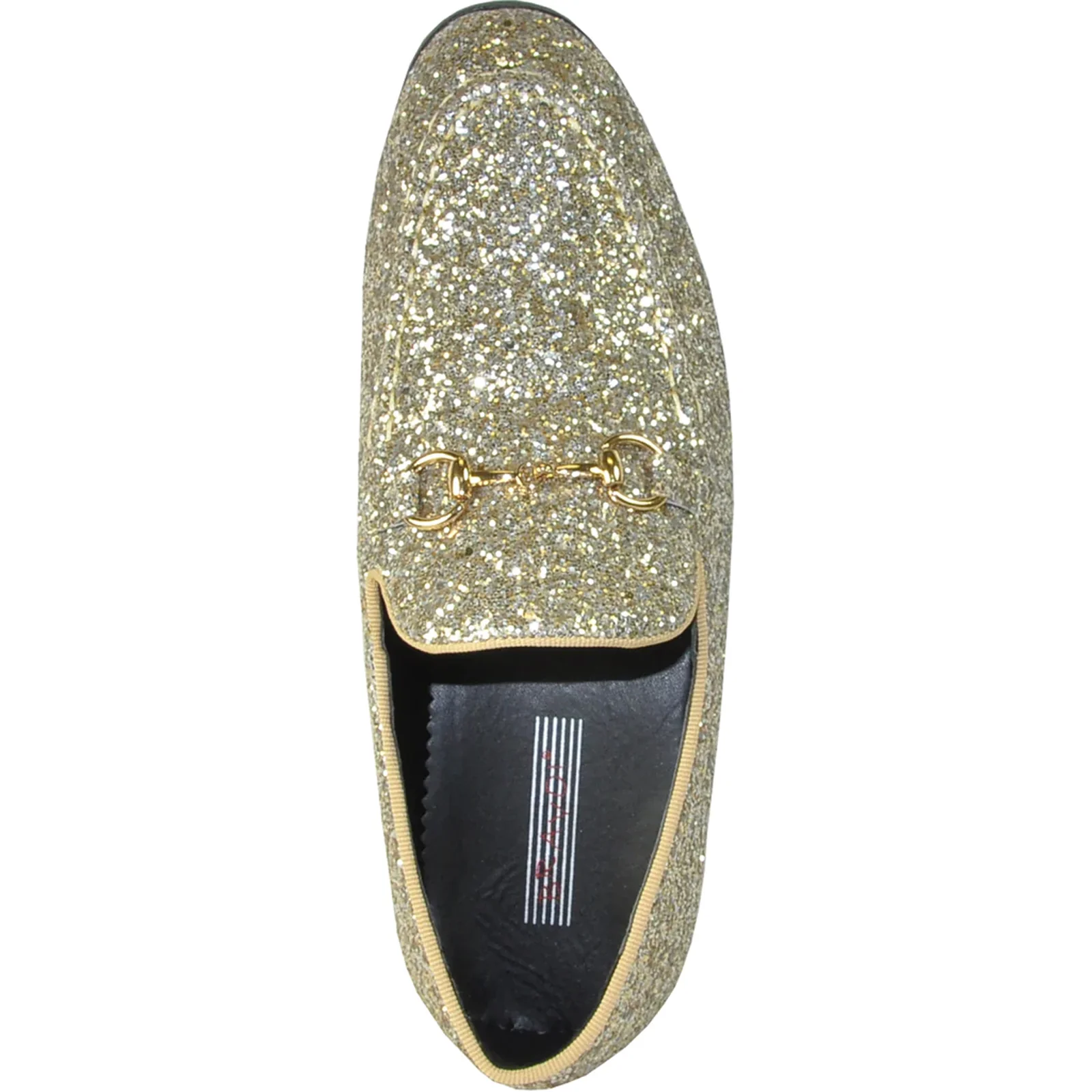 Mens Modern Glitter Sequin Prom Tuxedo Loafer in Gold - Image 6